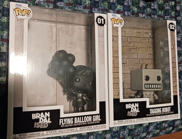 BANKSY BRANDALISED FUNKO POP FIGURES #1 AND #2 SET MINT IN HAND COLLECTIBLE TOY TOYS HTF RARE OBEY KAWS KOZIK 