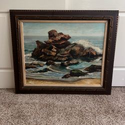 Large Waterscape Vintage Painting