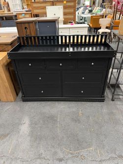 Chest Nursery Dresser Changing Table Top – 7-Drawer Baby Storage Organizer for Diapers and Clothes - black 330164-02