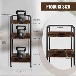 3-Tier Water Dispenser Stand with Wood Shelves