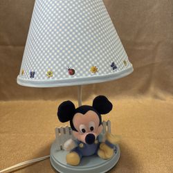 Vintage Working Disney Baby Lamp With Plush Mickie  
