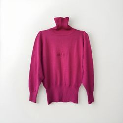 Vintage Bogner Womens Wool Blend Turtleneck Sweater Pink Skiwear L Cinja Logo