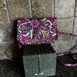 Vera Wang Mini Crossbody Hot Pink Bag Zippered Snap Close