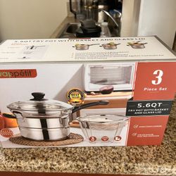 Servappetit 3 Piece (5.6 Qt Fry Pot With Basket And Glass Lid)
