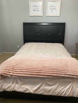 Brown faux leather bedframe