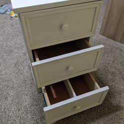 White Night Stand / End Table / Dresser - On Wheels