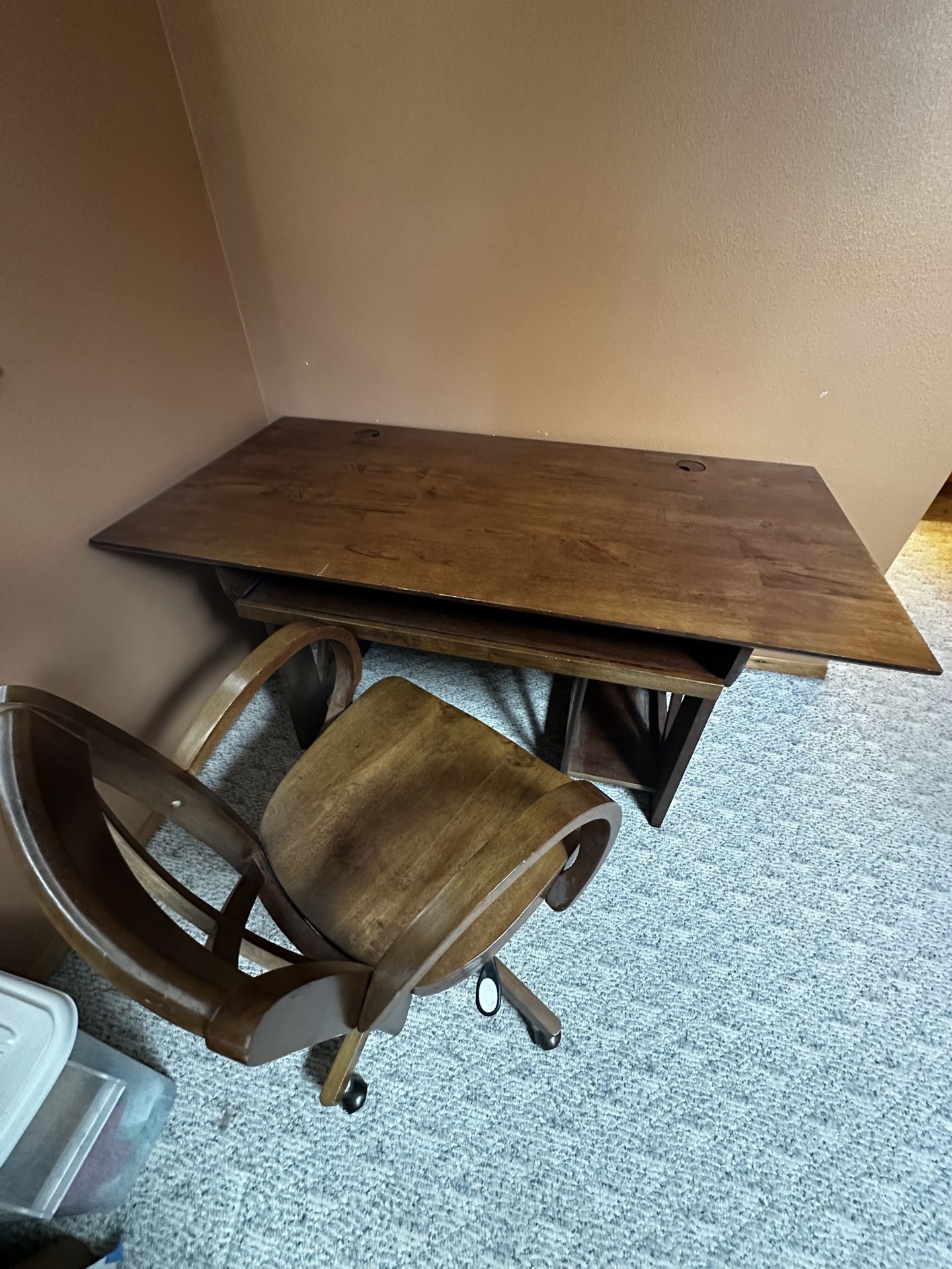 Solid Wood Desk And Chair.
