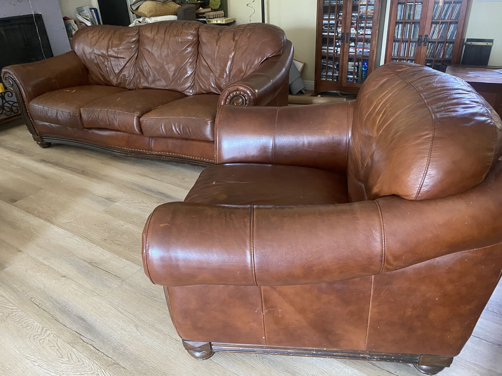 Leather Sofa & Leather reading Chair 