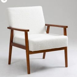New Solid wood upholstered armchair - Teddy bear white
