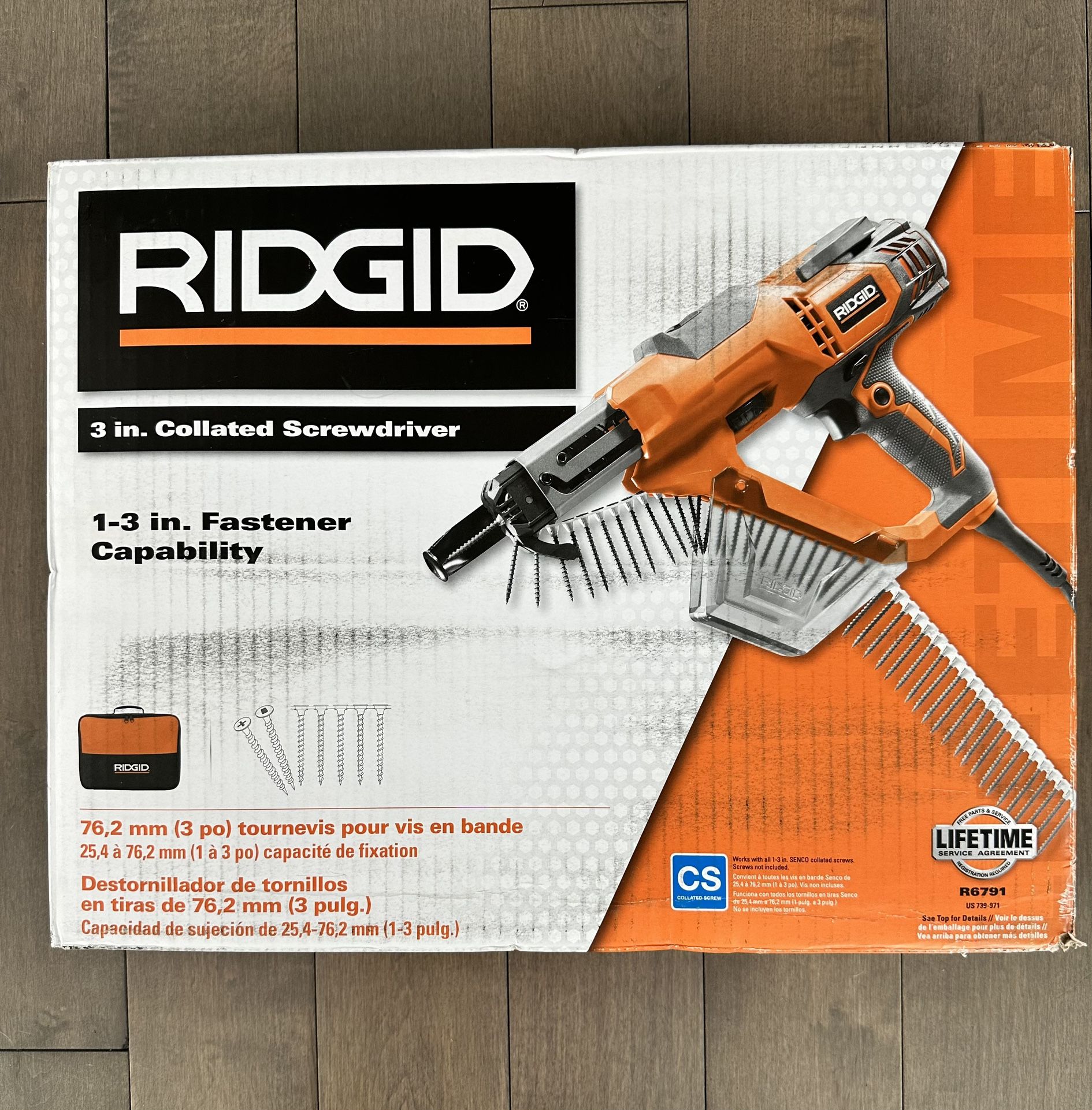Brand New Ridgid 3 in Drywall And Deck Collated Screw Driver