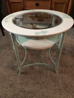 Round Tables . $30 Each. Teal & White.