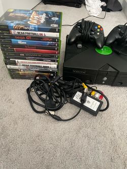 Original Xbox Console Bundle with 2 Controllers and games NO POWER CORD