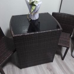 Brown Wicker Patio Set