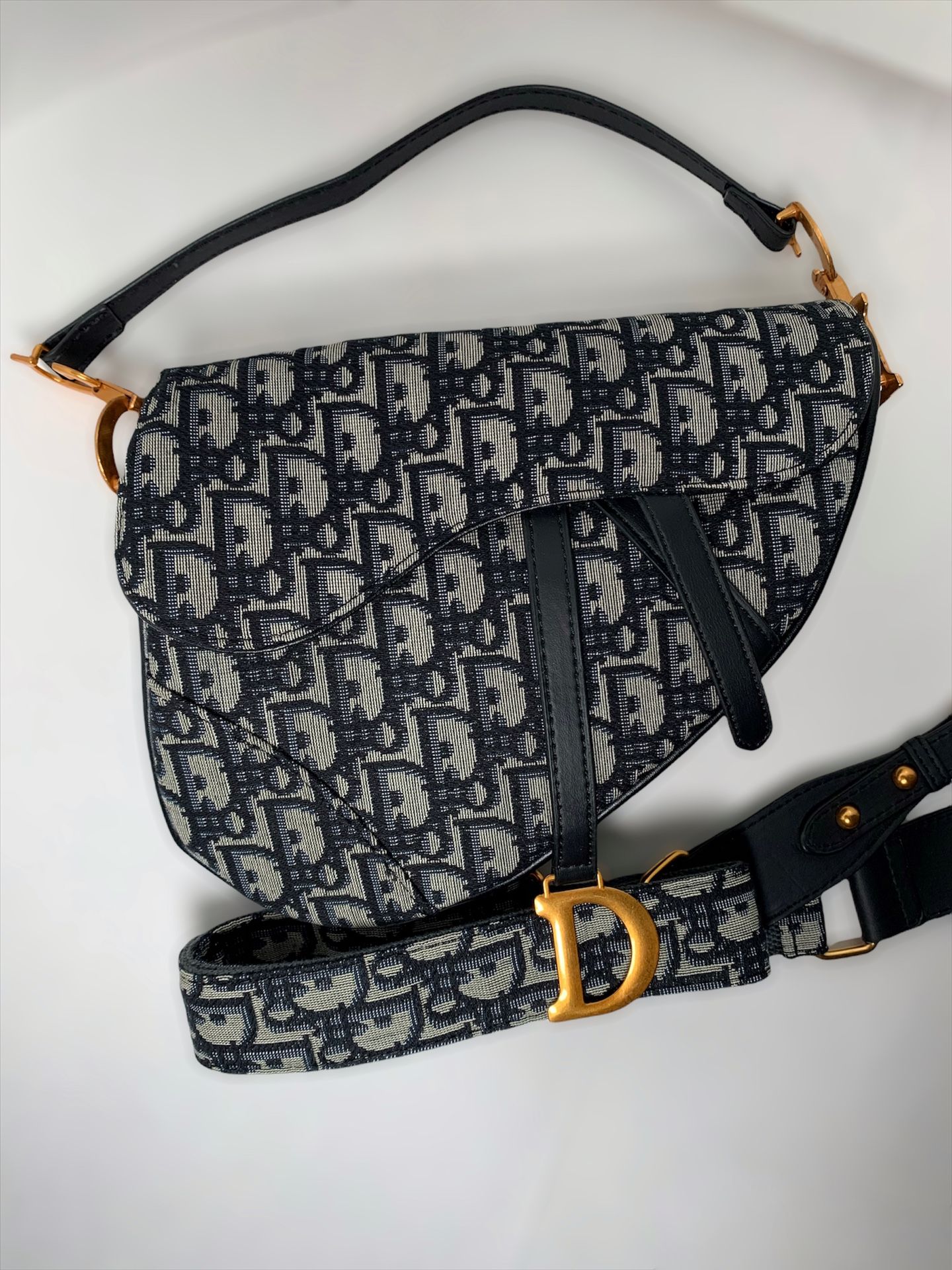 Preowned Christian DIOR SADDLE BAG WITH STRAP Blue Dior Oblique Jacquard  for Sale in Enfield, CT - OfferUp