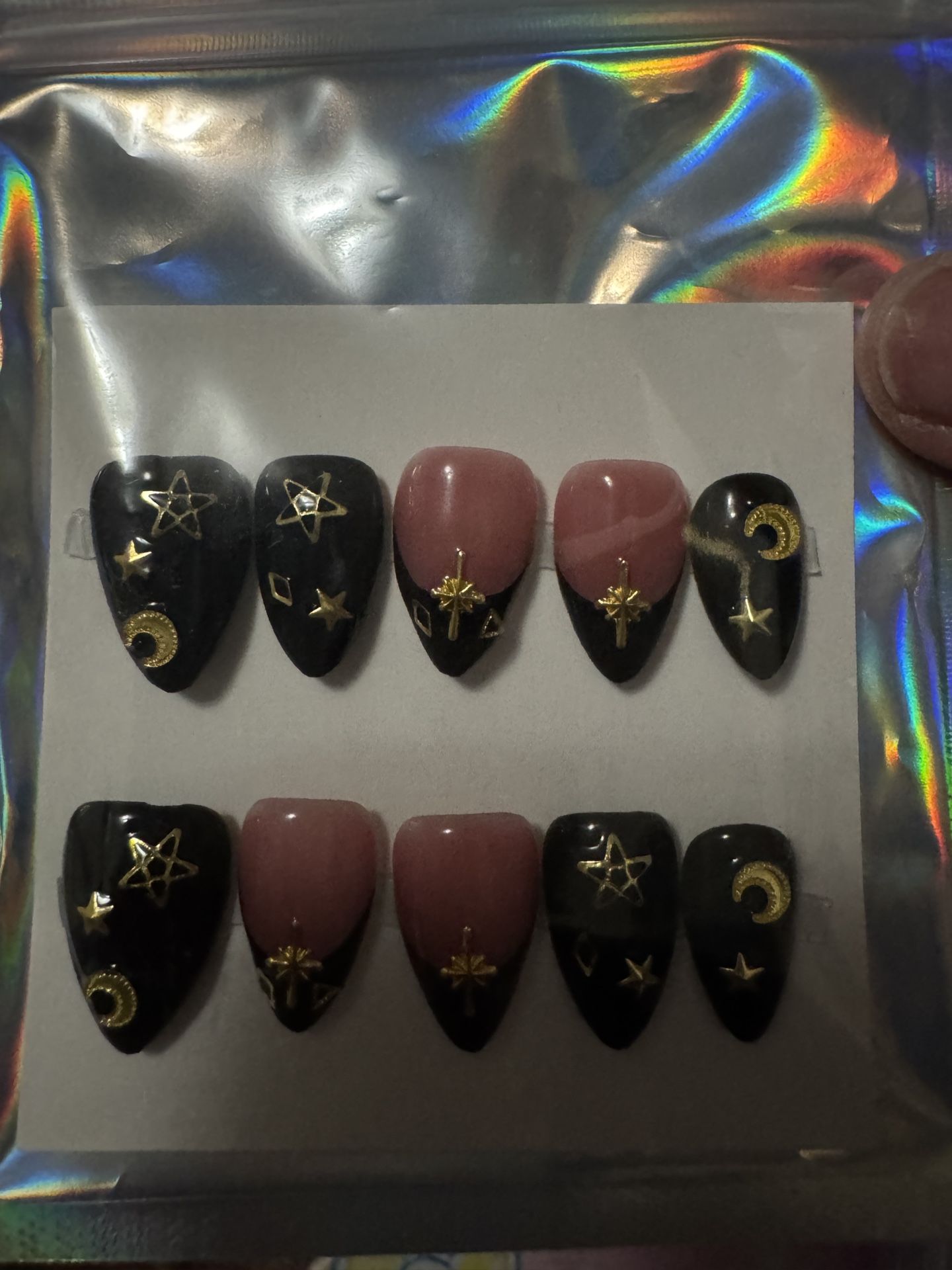 3 Pack Of Customized Press On Nails Size LG Medium Almond