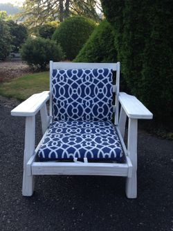 Solid Wood Outdoor Chair with New Cushion!