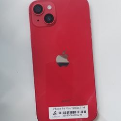  14 Plus 128Gb Red Clean Like New With Charger And Warranty 💯 ( T Mobile)