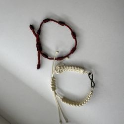 White and Burgundy Bracelets 