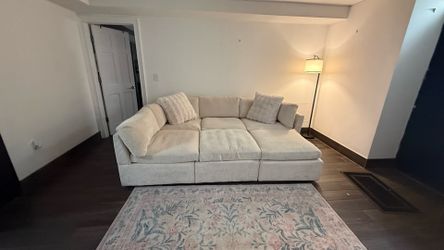 Corduroy Beige Sectional Couch