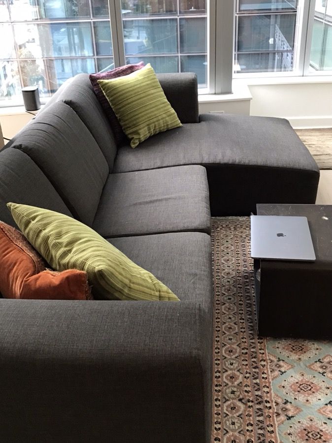 EQ3 Morten 3-Piece Sectional Sofa with Chaise - Fabric