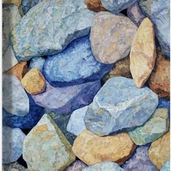 New 16X24”Colorful Rock Wall Art Decor Framed Canva Hyper Realistic Still Life Vibrant Stone