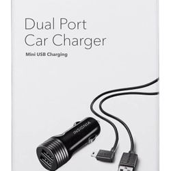 Insignia Dual Port Car Charger mini USB Charging. 2 USB Ports