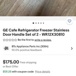GE Cafe Refrigerator Freezer Stainless Door Handle Set of 2 