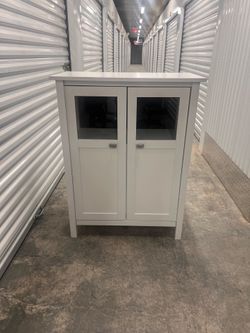 White Bar Cabinet with Glass Doors