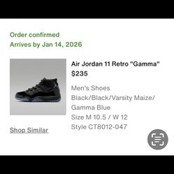Jordan 11 Gammas Size 10.5