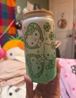 Glass Hello Kitty Cup 2pc Set 16oz