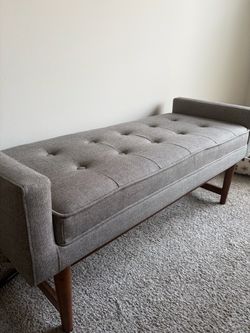 Mid-Century Tufted Upholstered Bench