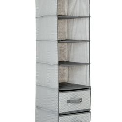 NEW Delta Children Gray & White 6-Shelf Closet Organizer with 2 Drawers One Size