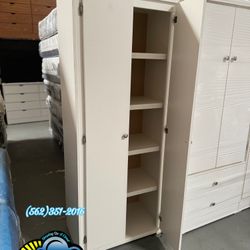 New White Wood Closet Storage With Shelves Fully Assembled 