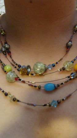 Multiple colored n stranded glass beaded necklace