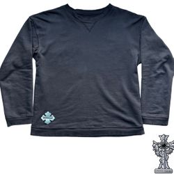 Vintage Chrome Hearts black crewneck pullover with plus patch and silver scroll