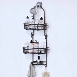 Topritt Shower Caddy Hanging over Shower Head, Rustproof Bathroom Organizer Shelf Rack with Soap Holder, No-Drill Shower Storage for Shampoo, Conditio