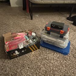 Fishing tackle, boxes, and lures