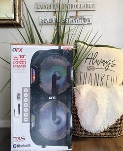 QFX doble 2x 10” Bluetooth rechargeable Party Speaker With Microphone And LED Lights 🔊🎤🎶   