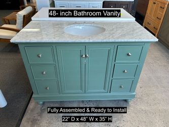 48" Bathroom Vanity with Carrara Marble Countertop & Solid Wood & Plywood Cabinet #3469