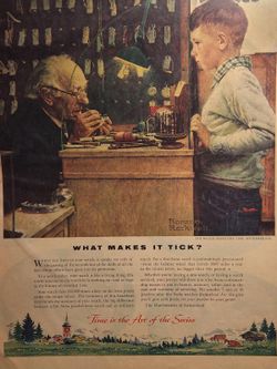 1954 Norman Rockwell Vintage Watch Inspection Time Print