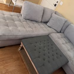 Grey Sectional Couch (with Or without Ottoman) 