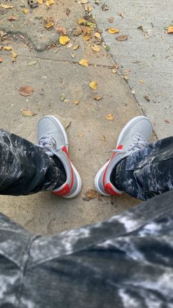Nike grey red and white