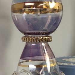 Vintage Amethyst Art Glass with 18k Gold Accents