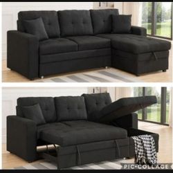 Black Sectional Sofa Couch Chase Reverisble 89×59×36"