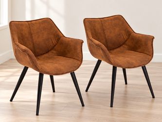2 brown chairs