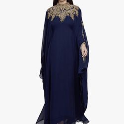 Women Kaftan Farasha Long Maxi Dress Long Sleeves Ethnic, Bridal, Evening, Party, Dress with Free Scarf