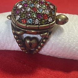 Fossil Turtle Locket Ring