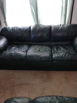 Green Leather Couch (Used)