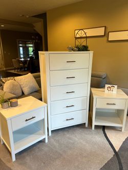 Modern Bedroom Set Tall Dresser + 2 Nightstands