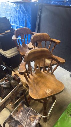 Vintage wooden captain style barstools